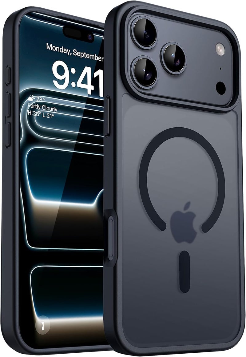 CACOE Magnetic Case for iPhone 17 Pro Max 6.9 inch-Compatible with MagSafe & Magnetic Car Phone Mount,Anti-Fingerprint TPU Thin Phone Cases Cover Protective Shockproof (Matte Black) - Image 1
